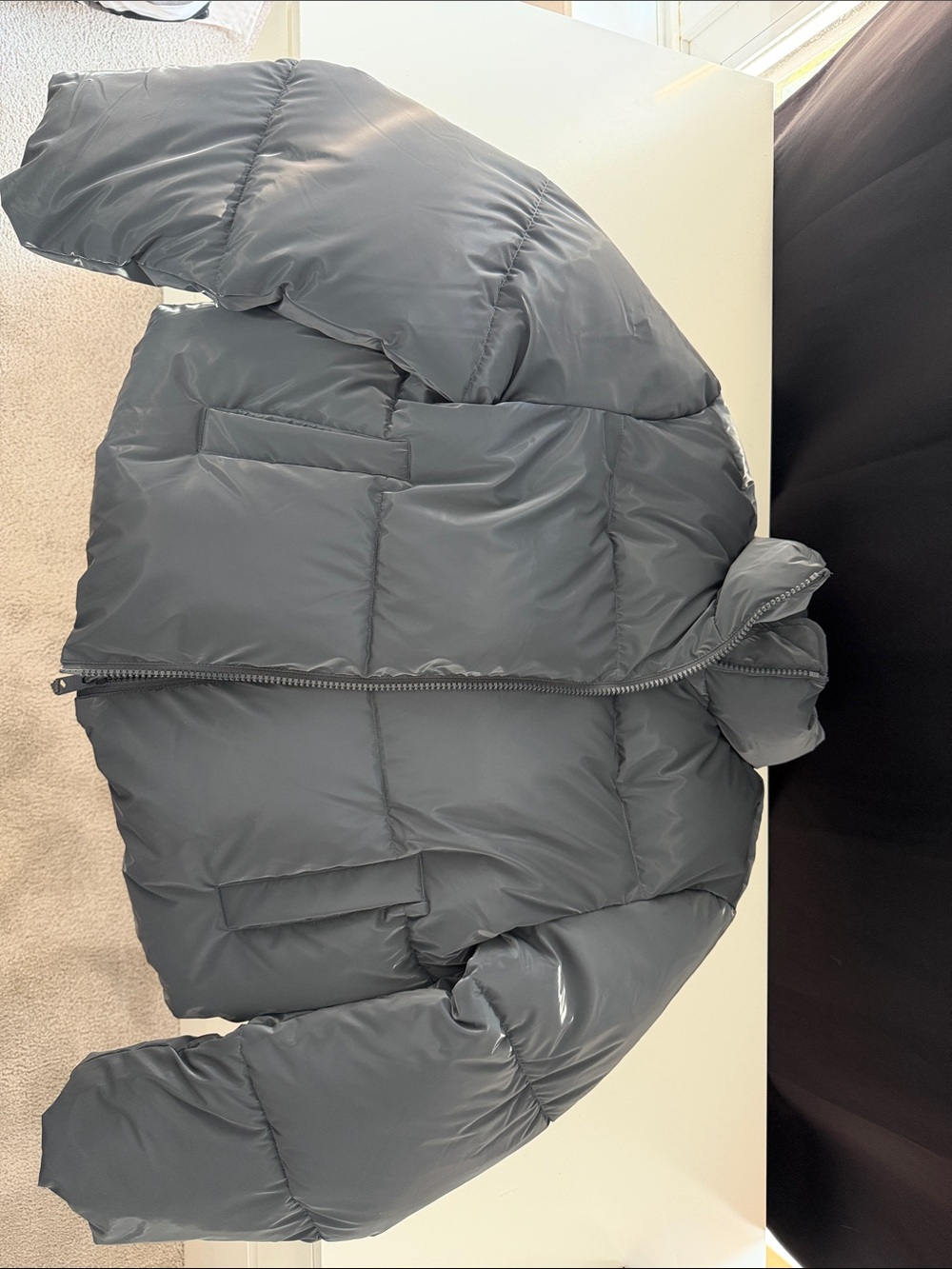 Garage Black Quilted Puffer Coat